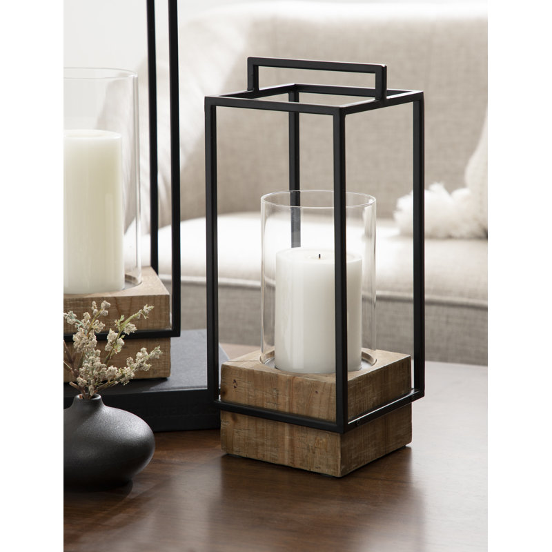 Gracie Oaks Wood and Metal Two-Piece Candle Holder Set & Reviews